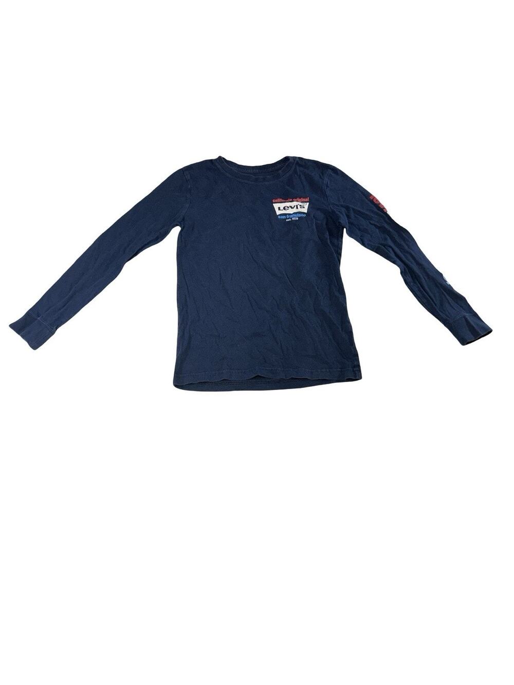 Levi’s Boys Large 12-14 Navy Blue Long Sleeve Graphic T-Shirt Faded Tag
